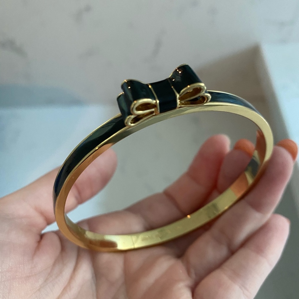 Kate Spade Bow Bracelet, Black & Gold
